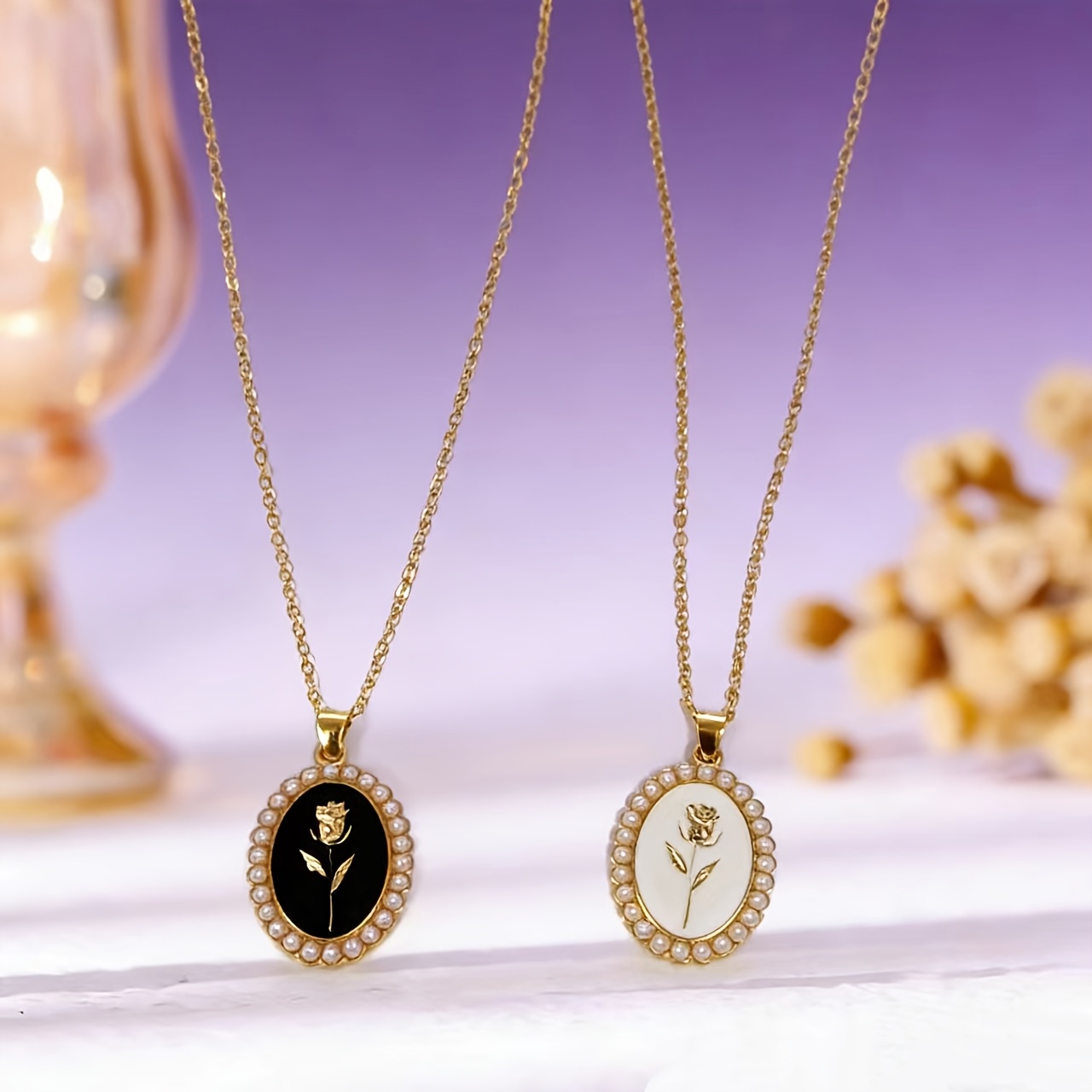 Women's Pearl Rose Drop Necklace